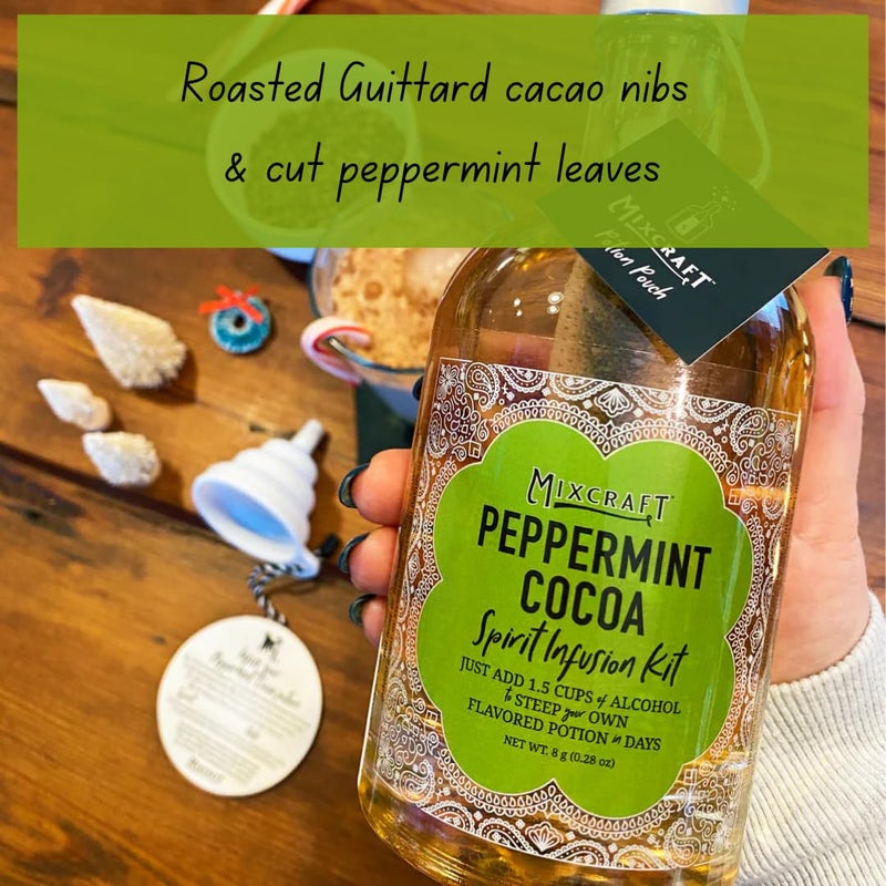 MixCraft Spirit Infusion Kit - Premium Craft Cocktail & Mocktail Mixer, Glass Bottle, Collapsible Funnel, Flavor Pouch & Recipe, Peppermint Cocoa - Image 3